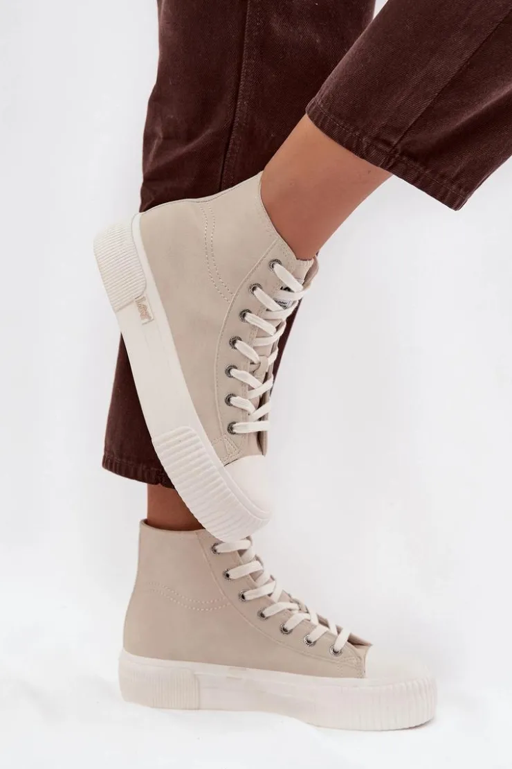 Damskie Lee Trampki Damskie Na Platformie 50253002.35E ISLA WOMEN MID Beżowe