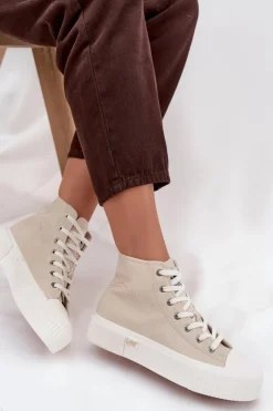 Damskie Lee Trampki Damskie Na Platformie 50253002.35E ISLA WOMEN MID Beżowe