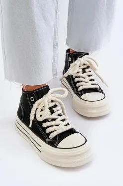 Online Boto Trampki Damskie Na Platformie Czarne Aineri Czarny