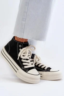 Online Boto Trampki Damskie Na Platformie Czarne Aineri Czarny