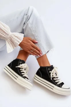 Online Boto Trampki Damskie Na Platformie Czarne Aineri Czarny