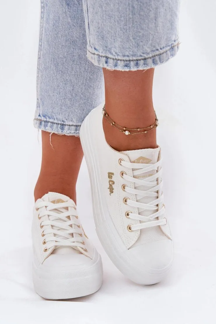 Lee Cooper Trampki Damskie Niskie*Trampki Damskie Na Platformie LCW-25-02-3289 Białe