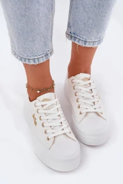 Lee Cooper Trampki Damskie Niskie*Trampki Damskie Na Platformie LCW-25-02-3289 Białe