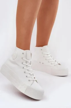 Best Big Star Shoes Trampki Damskie Na Platformie Big Star RR274743 Białe Biały