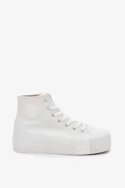 Best Big Star Shoes Trampki Damskie Na Platformie Big Star RR274743 Białe Biały