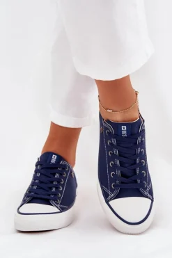 Big Star Shoes Trampki Damskie Big Star|Trampki Damskie Niskie*Trampki Damskie Niskie Big Star DD274A235 Granatowe Niebieski
