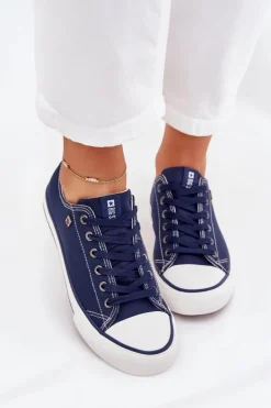 Big Star Shoes Trampki Damskie Big Star|Trampki Damskie Niskie*Trampki Damskie Niskie Big Star DD274A235 Granatowe Niebieski