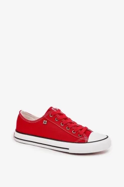 Outlet Big Star Shoes Trampki Damskie Niskie Big Star DD274A234 Czerwone Czerwony