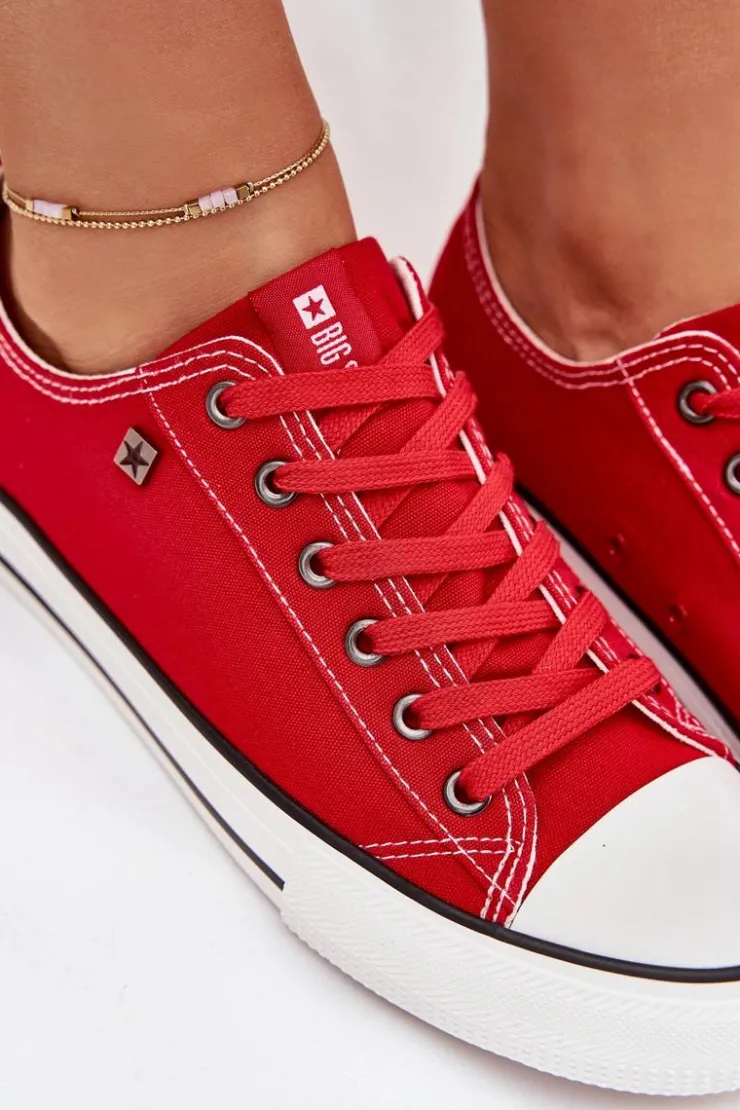 Outlet Big Star Shoes Trampki Damskie Niskie Big Star DD274A234 Czerwone Czerwony