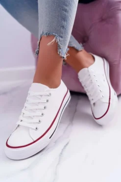 New Boto Trampki Damskie Niskie Materiałowe Białe FreeTime