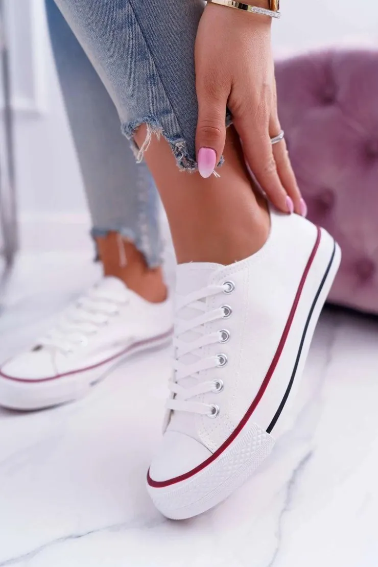 New Boto Trampki Damskie Niskie Materiałowe Białe FreeTime