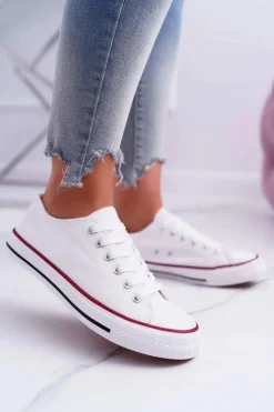 New Boto Trampki Damskie Niskie Materiałowe Białe FreeTime