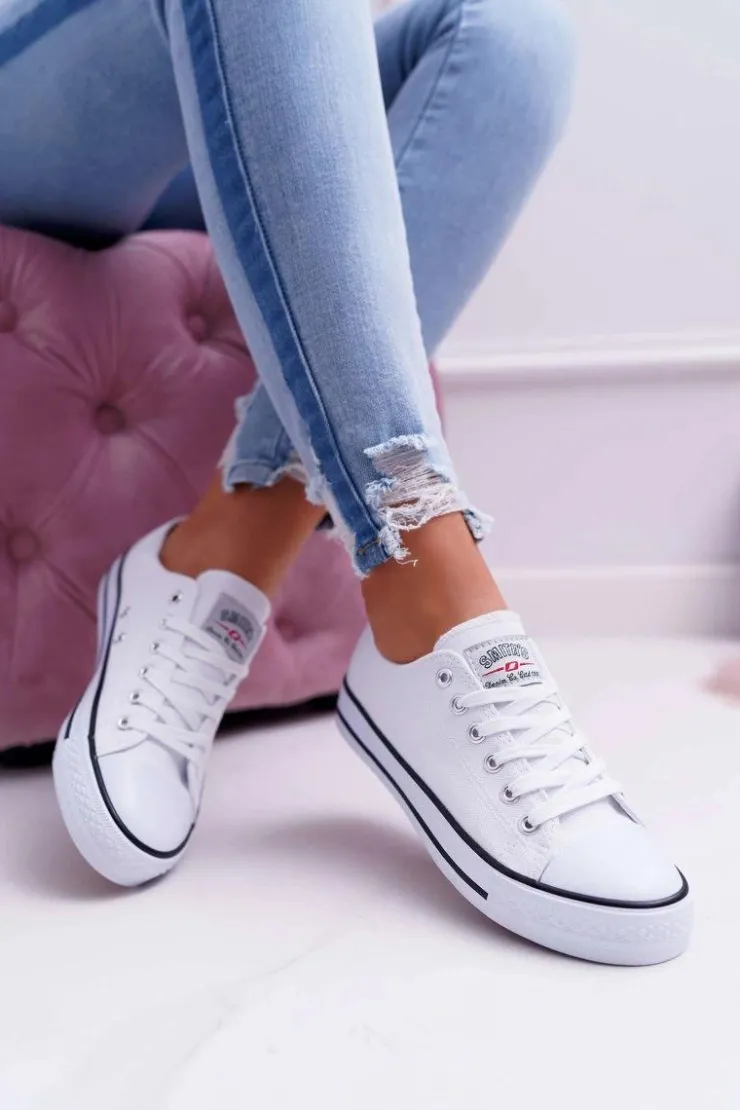 Damskie Boto Trampki Damskie Niskie Smith's Białe