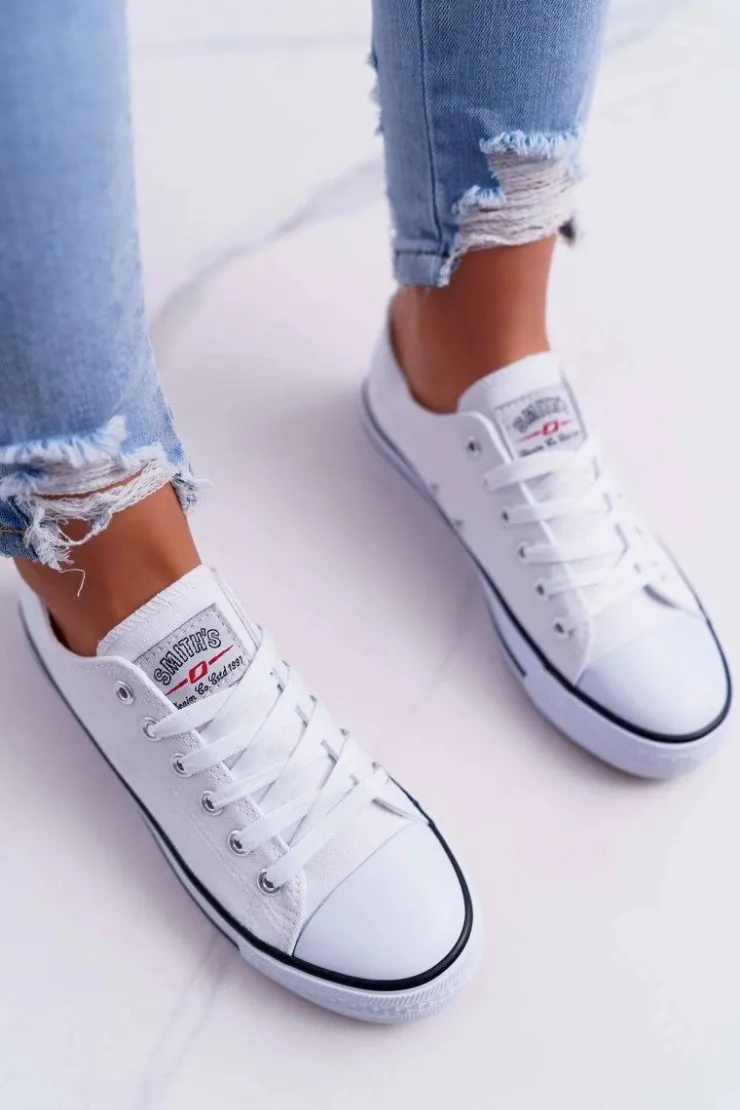 Damskie Boto Trampki Damskie Niskie Smith's Białe