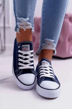 Hot Boto Trampki Damskie Niskie Smith's Granatowe