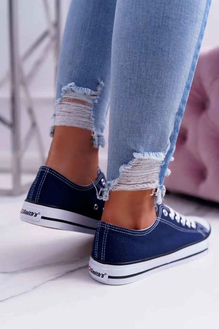 Hot Boto Trampki Damskie Niskie Smith's Granatowe