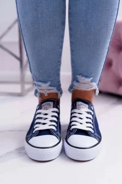 Hot Boto Trampki Damskie Niskie Smith's Granatowe