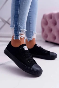 Damskie Boto Trampki Damskie Niskie Smith's Czarne