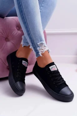 Damskie Boto Trampki Damskie Niskie Smith's Czarne