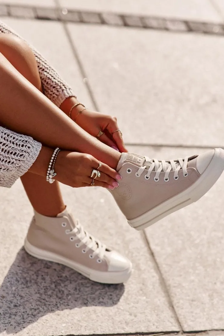 Big Star Shoes Trampki Ocieplane|Trampki Damskie Big Star*Trampki Damskie Ocieplane Z Eko Skóry Różowe Big Star OO274933 Różowy