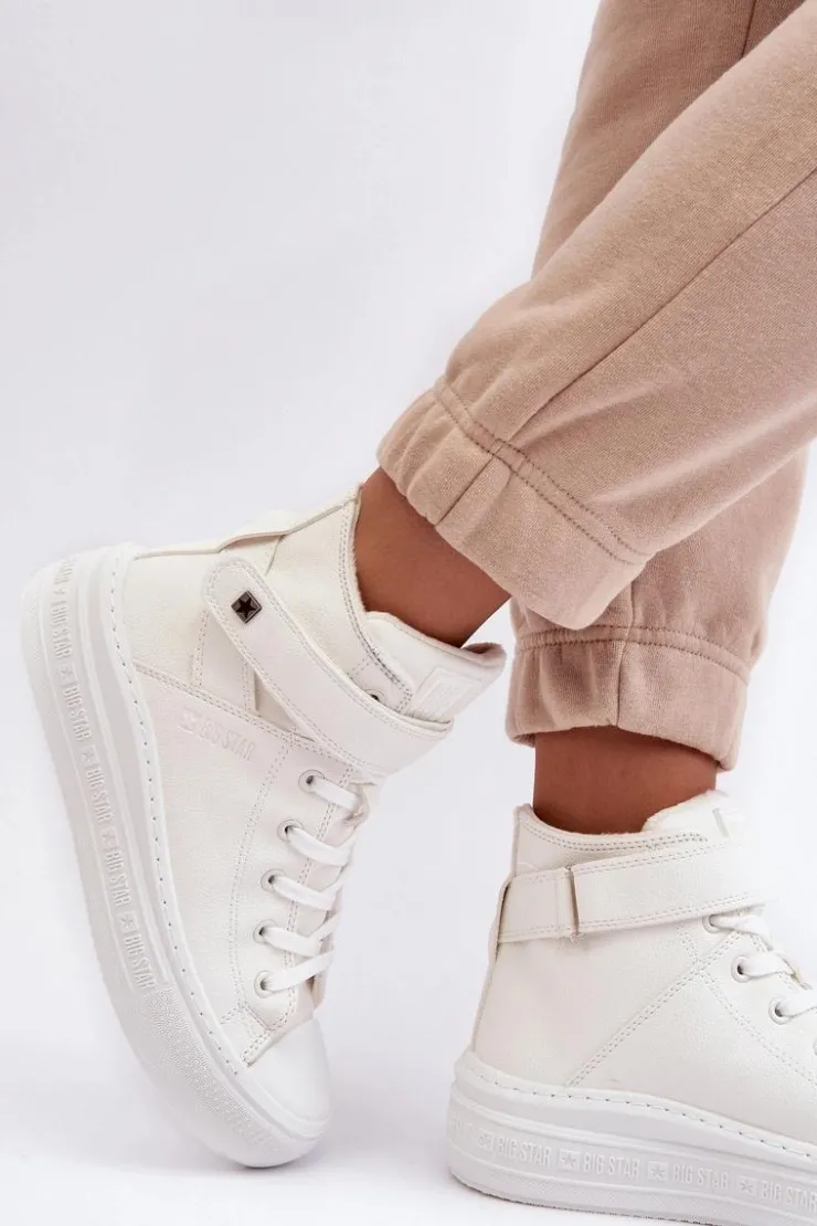 Damskie Big Star Shoes Trampki Damskie Ocieplane Na Platformie Big Star Białe MM274006