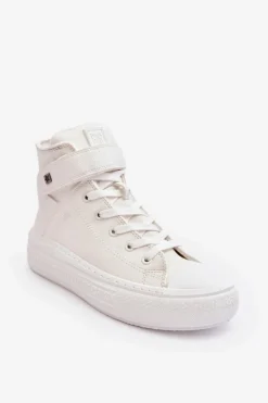 Damskie Big Star Shoes Trampki Damskie Ocieplane Na Platformie Big Star Białe MM274006