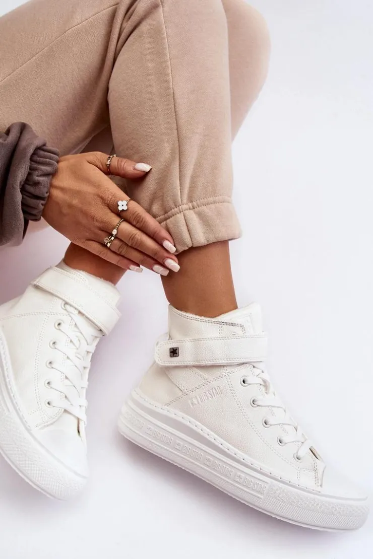 Damskie Big Star Shoes Trampki Damskie Ocieplane Na Platformie Big Star Białe MM274006