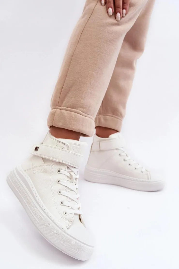 Damskie Big Star Shoes Trampki Damskie Ocieplane Na Platformie Big Star Białe MM274006