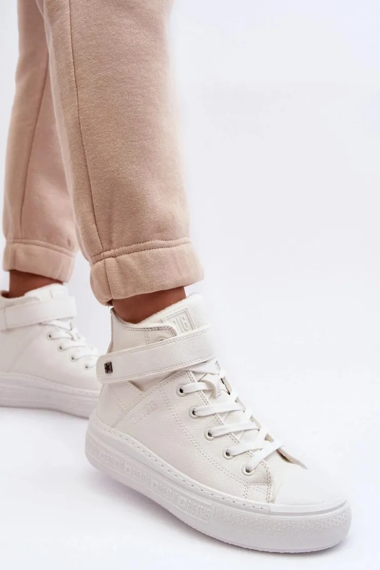 Damskie Big Star Shoes Trampki Damskie Ocieplane Na Platformie Big Star Białe MM274006