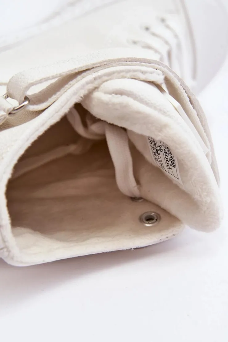 Damskie Big Star Shoes Trampki Damskie Ocieplane Na Platformie Big Star Białe MM274006