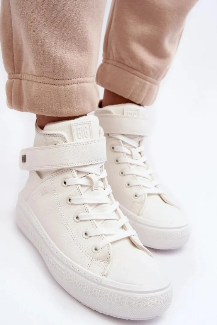 Damskie Big Star Shoes Trampki Damskie Ocieplane Na Platformie Big Star Białe MM274006