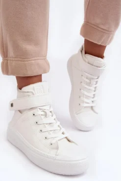 Damskie Big Star Shoes Trampki Damskie Ocieplane Na Platformie Big Star Białe MM274006