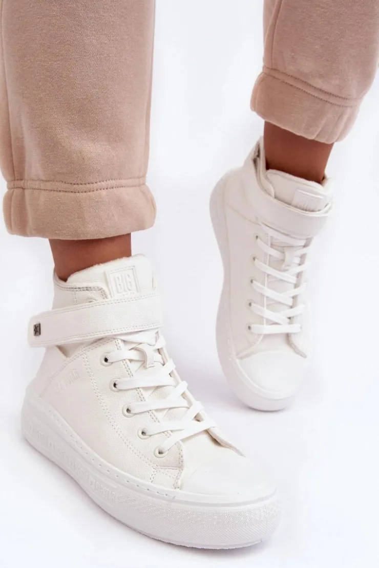 Damskie Big Star Shoes Trampki Damskie Ocieplane Na Platformie Big Star Białe MM274006