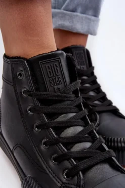Big Star Shoes Trampki Damskie Ocieplane Na Suwak Czarne Big Star MM274020