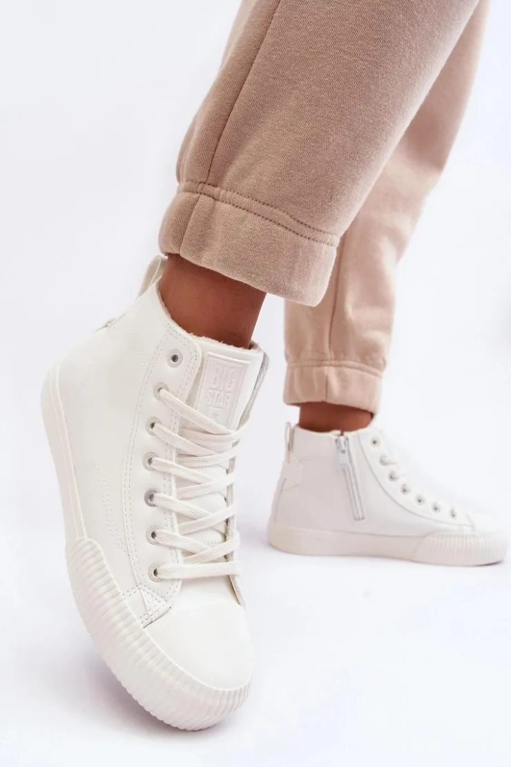 Hot Big Star Shoes Trampki Damskie Ocieplane Na Suwak Białe Big Star MM274017