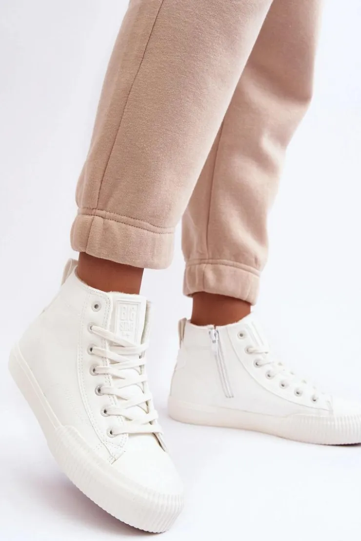 Hot Big Star Shoes Trampki Damskie Ocieplane Na Suwak Białe Big Star MM274017