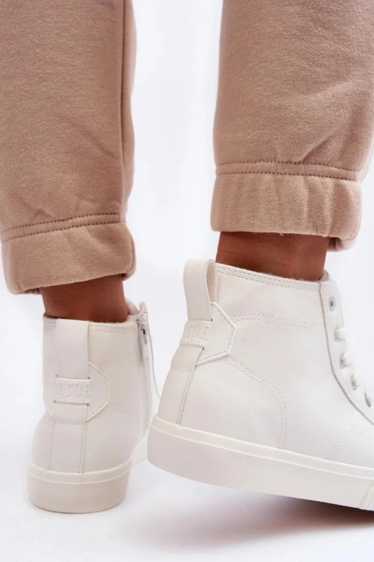 Hot Big Star Shoes Trampki Damskie Ocieplane Na Suwak Białe Big Star MM274017