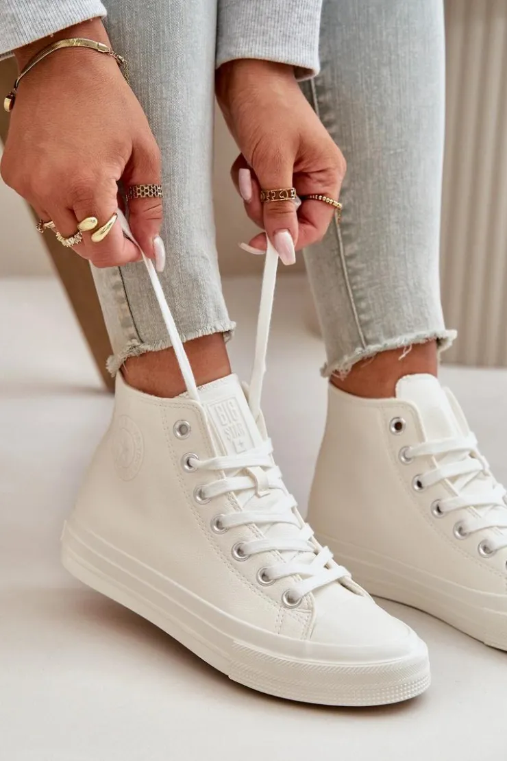 Damskie Big Star Shoes Trampki Damskie Ocieplane Z Eko Skóry Białe Big Star OO274932