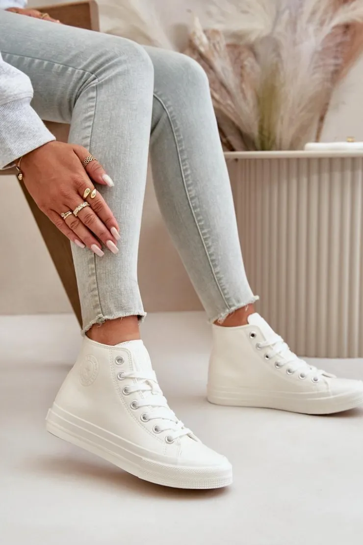 Damskie Big Star Shoes Trampki Damskie Ocieplane Z Eko Skóry Białe Big Star OO274932