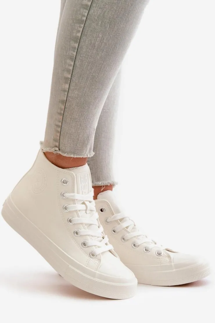 Damskie Big Star Shoes Trampki Damskie Ocieplane Z Eko Skóry Białe Big Star OO274932