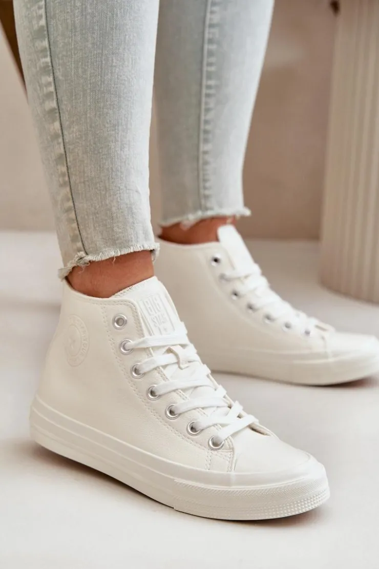 Damskie Big Star Shoes Trampki Damskie Ocieplane Z Eko Skóry Białe Big Star OO274932