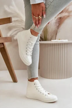 Damskie Big Star Shoes Trampki Damskie Ocieplane Z Eko Skóry Białe Big Star OO274932