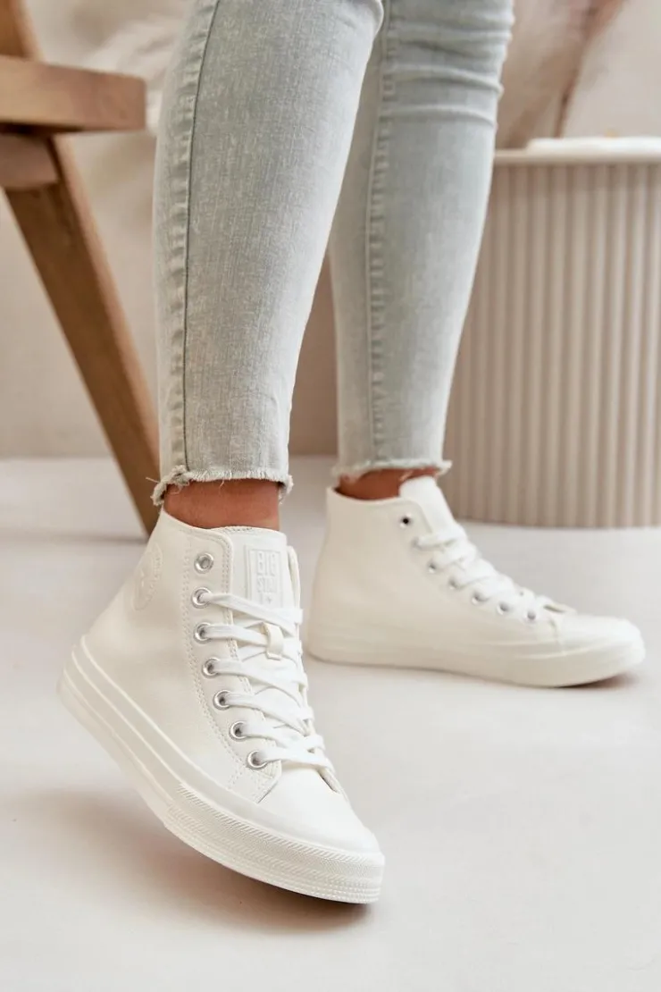 Damskie Big Star Shoes Trampki Damskie Ocieplane Z Eko Skóry Białe Big Star OO274932