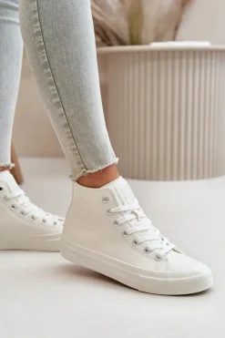 Damskie Big Star Shoes Trampki Damskie Ocieplane Z Eko Skóry Białe Big Star OO274932