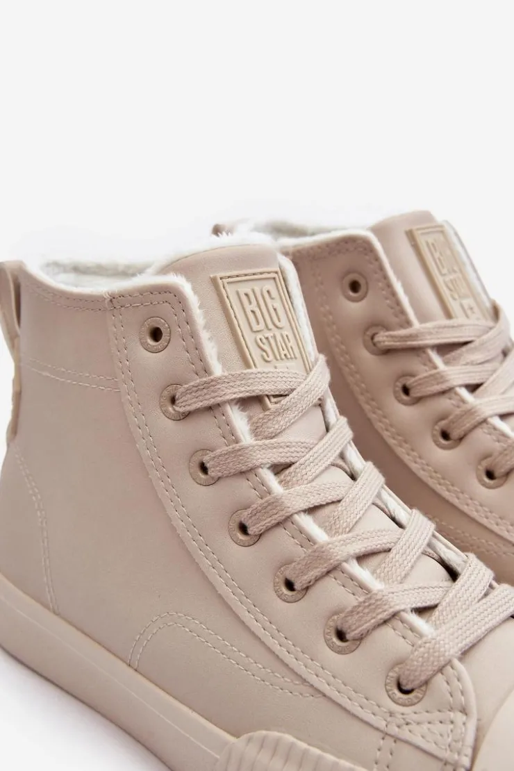 Online Big Star Shoes Trampki Damskie Ocieplane Na Suwak Jasnobeżowe Big Star MM274018