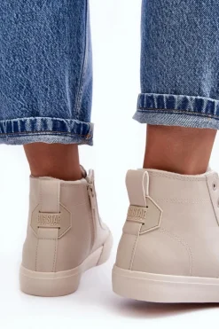 Online Big Star Shoes Trampki Damskie Ocieplane Na Suwak Jasnobeżowe Big Star MM274018