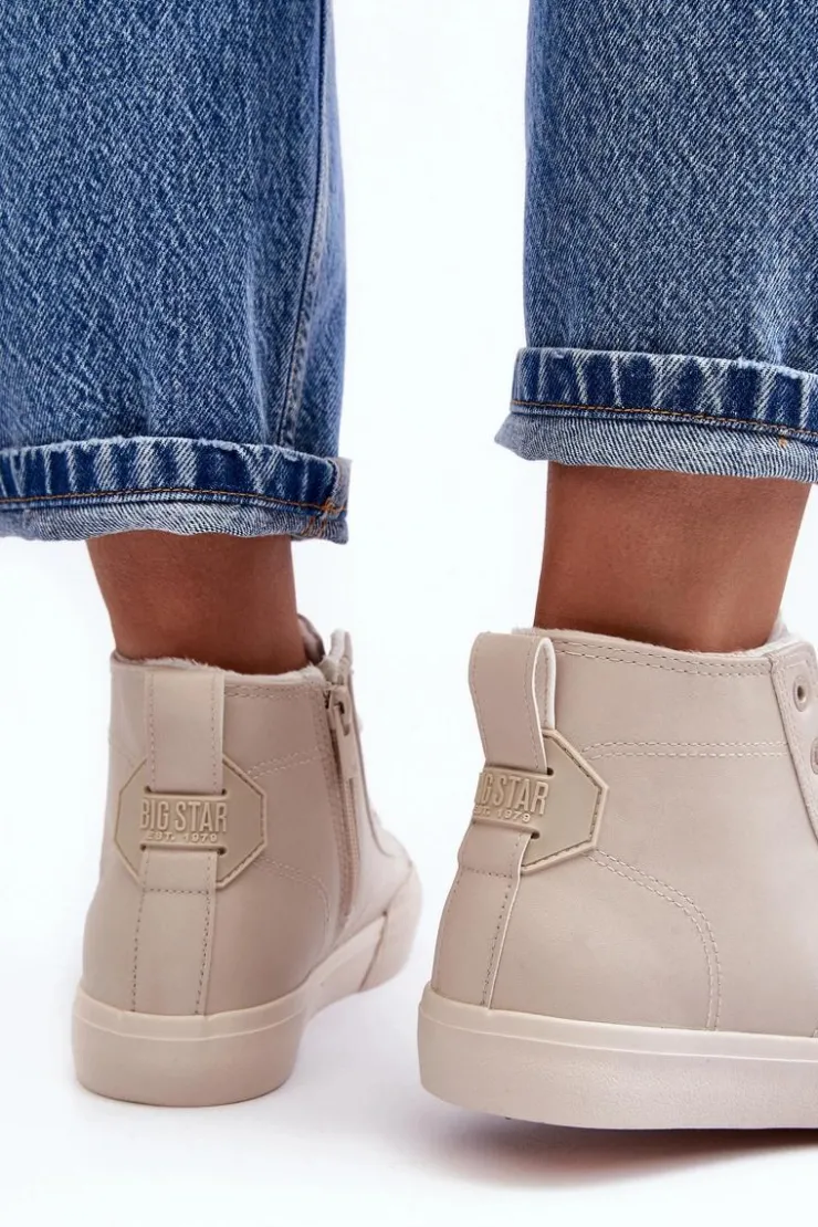 Online Big Star Shoes Trampki Damskie Ocieplane Na Suwak Jasnobeżowe Big Star MM274018