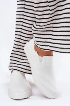 Online Big Star Shoes Trampki Damskie Slip-On Big Star RR274717 Białe Biały