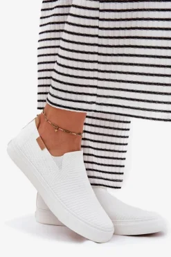 Online Big Star Shoes Trampki Damskie Slip-On Big Star RR274717 Białe Biały