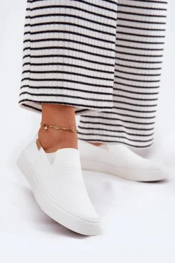 Online Big Star Shoes Trampki Damskie Slip-On Big Star RR274717 Białe Biały